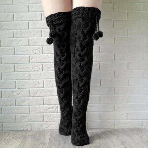 NEW1 Thigh High Socks for Women Cable Knit Over the Knee Boot Socks, Long Warm